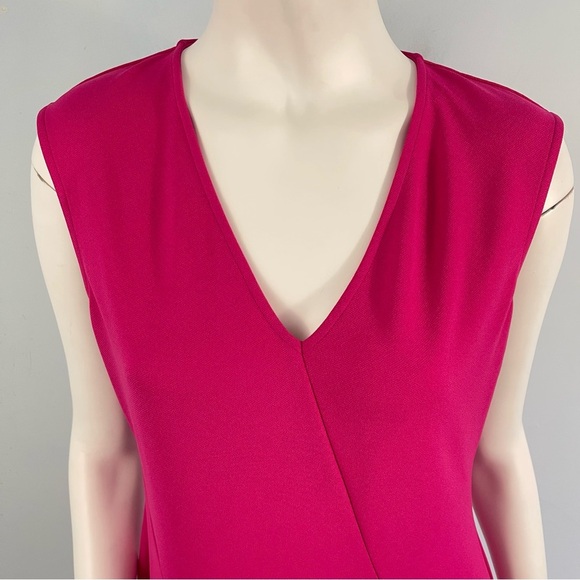 DKNY Sleeveless Midi Dress Asymmetrical Hem V-Neck - Small - Pink Cocktail Party - Picture 5 of 13